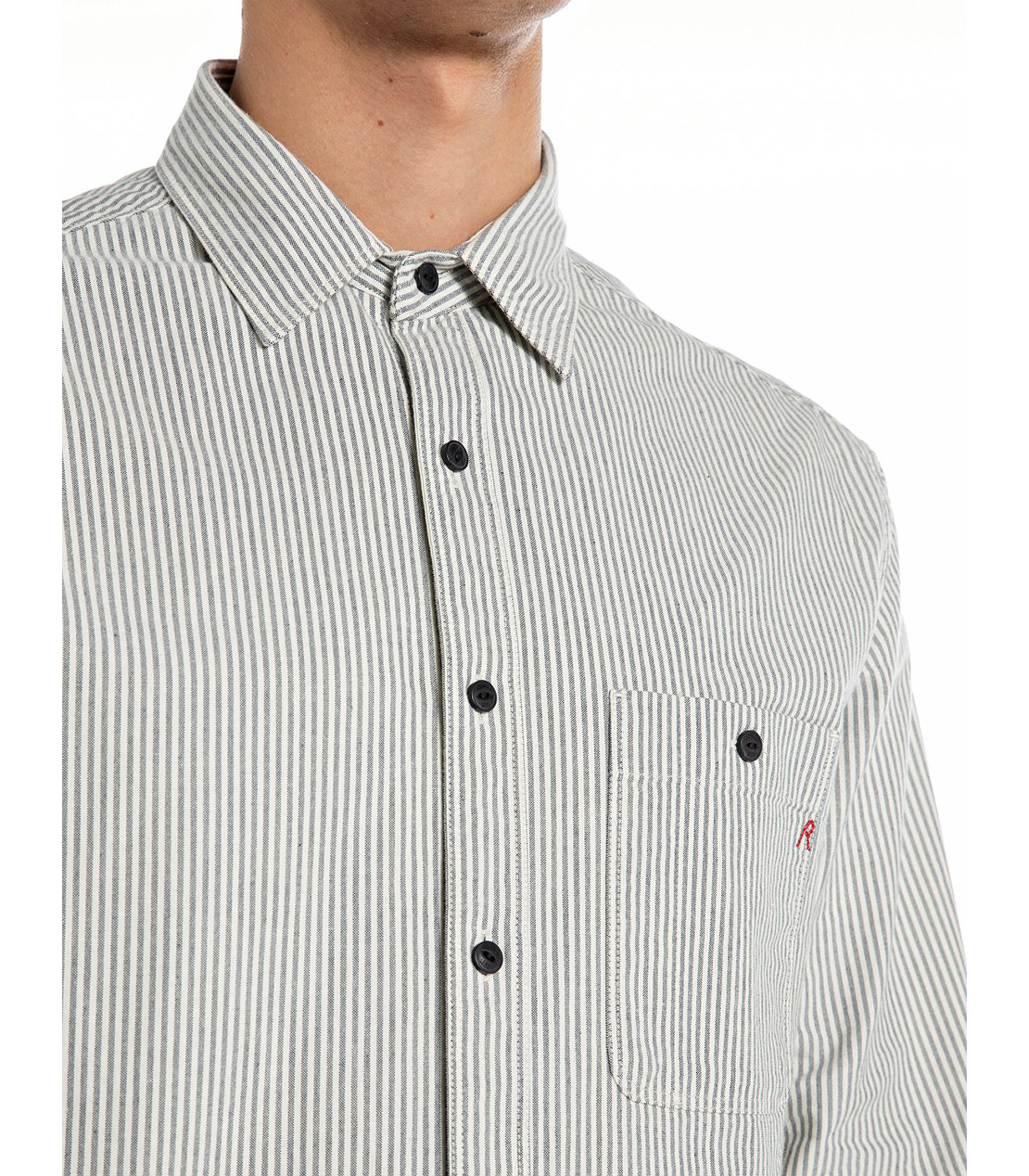 ストライプオックスフォードコットンシャツ 詳細画像 ライトグレー 3